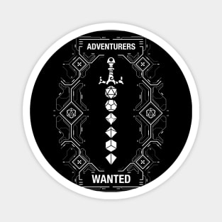 Futuristic Adventurers Wanted Polyhedral Dice Sword Magnet